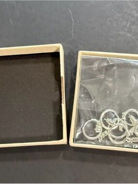 NWOT Set of Four Pairs of Small Silver Earrings Original Packaging & Box